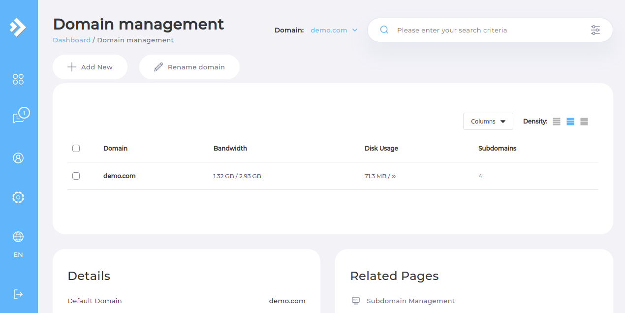 DirectAdmin Domain Management