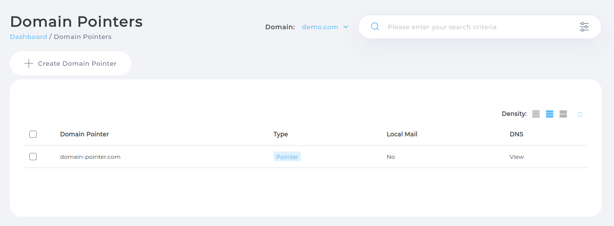 DirectAdmin Domain Pointers
