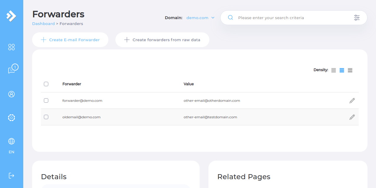 DirectAdmin Forwarders