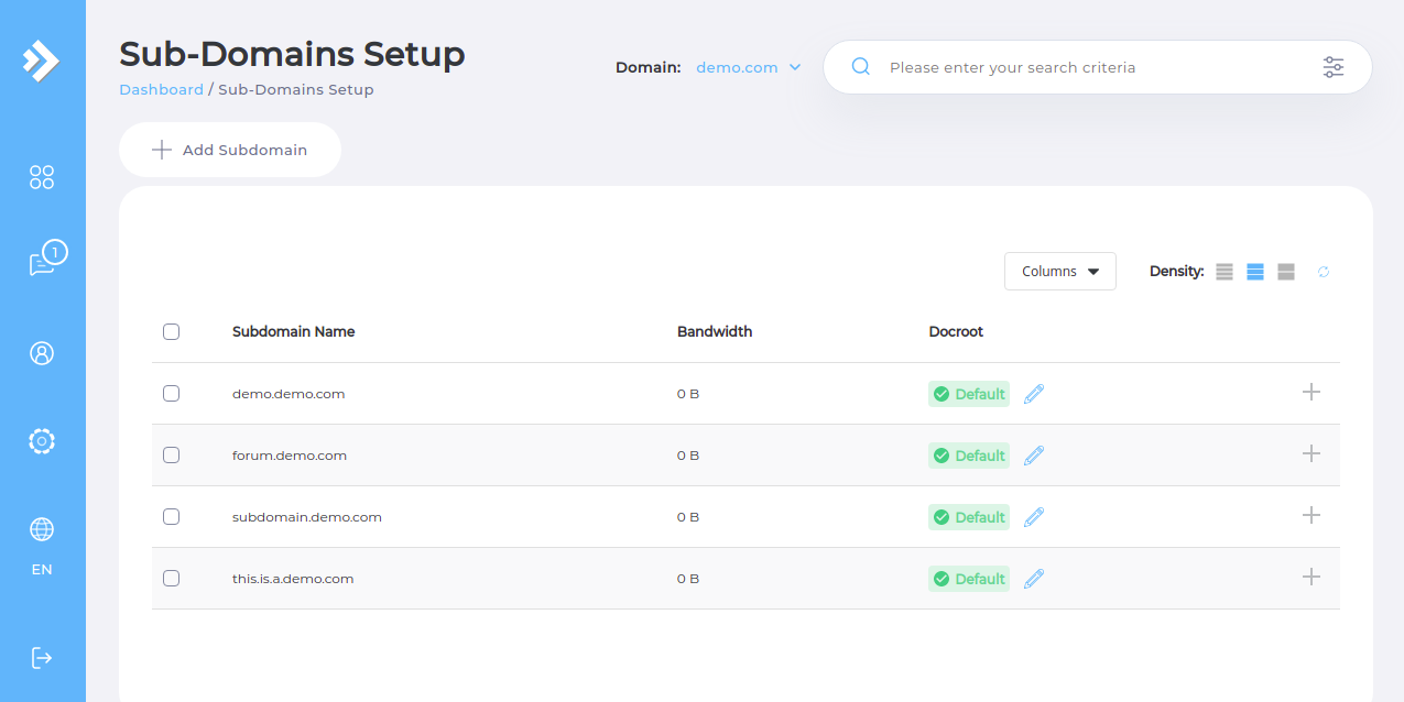 DirectAdmin Subdomain Setup